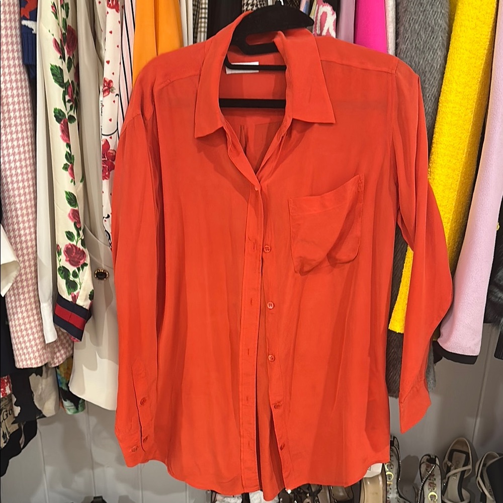 Red Button-Up Women's Top